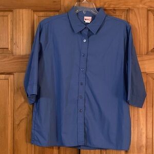 NWOT Vintage 90s American Sweetheart 3/4 Sleeve Top Blouse Blue Size L Large